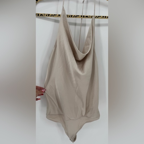 Abercrombie & Fitch Satin Cowl Neck T-Strap Bodysuit - Picture 3 of 12